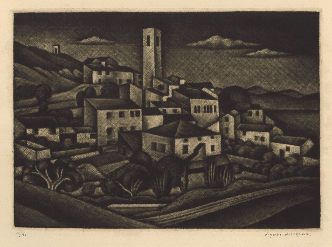 長谷川潔「ヴォルクスの村」