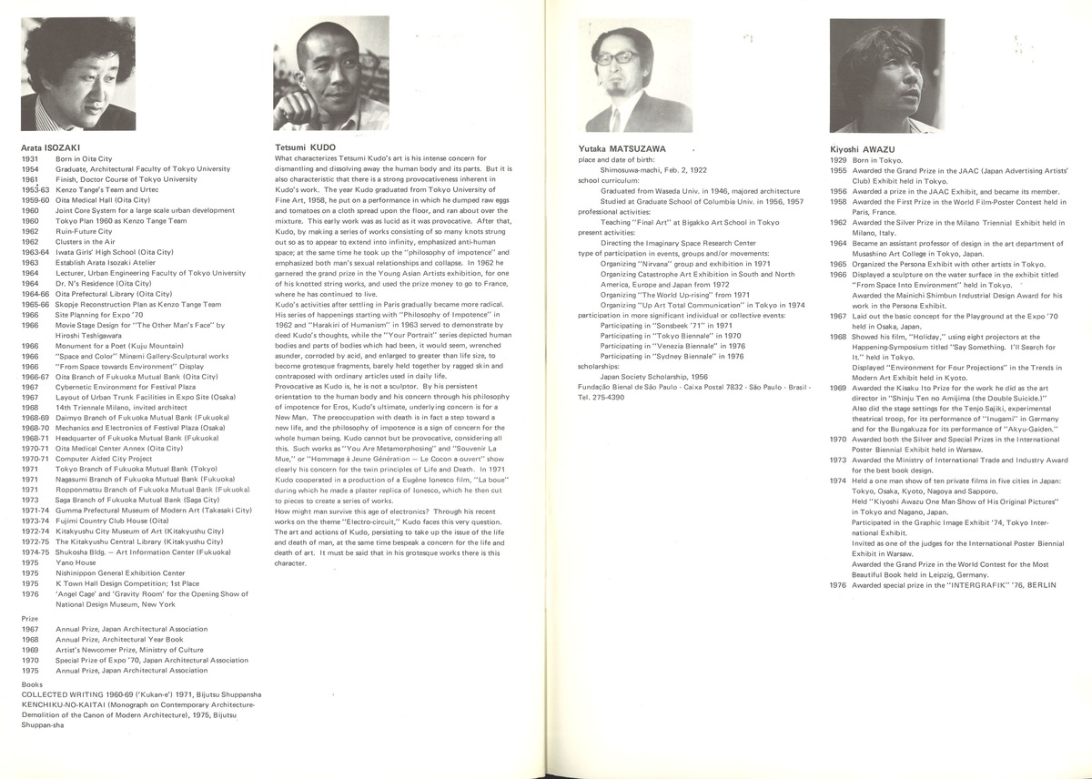 1977年11月サンパウロビエンナーレ略歴