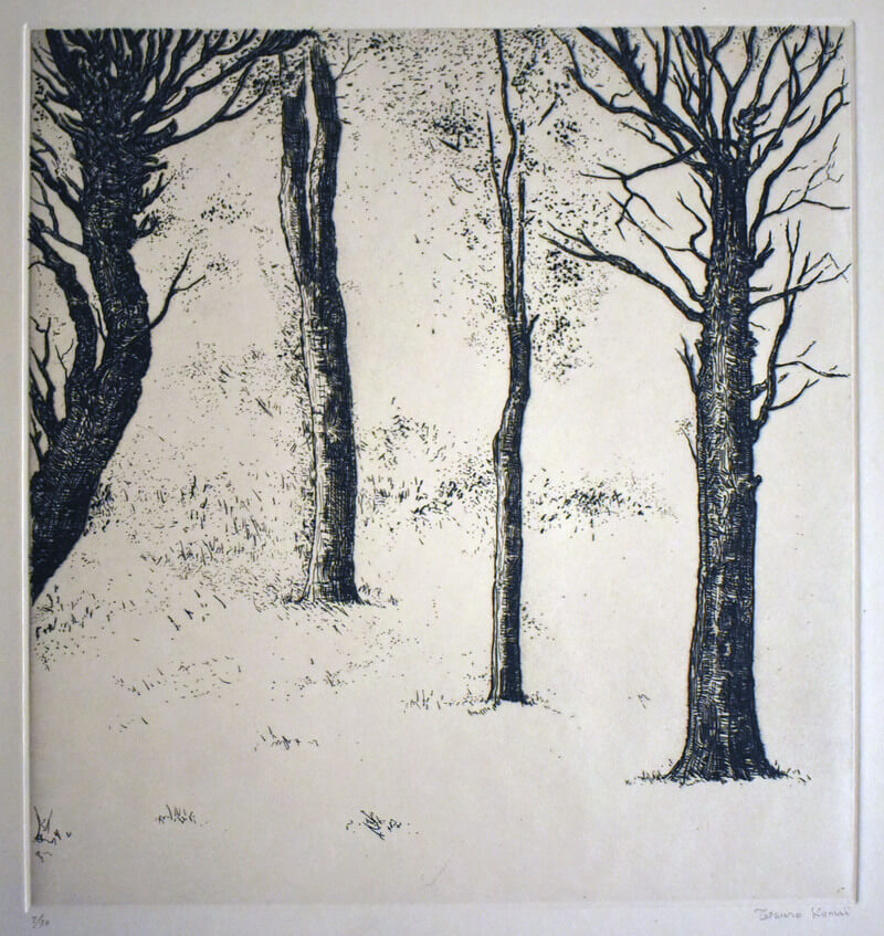 駒井哲郎「樹木」日本の四季シリーズより 銅版画
