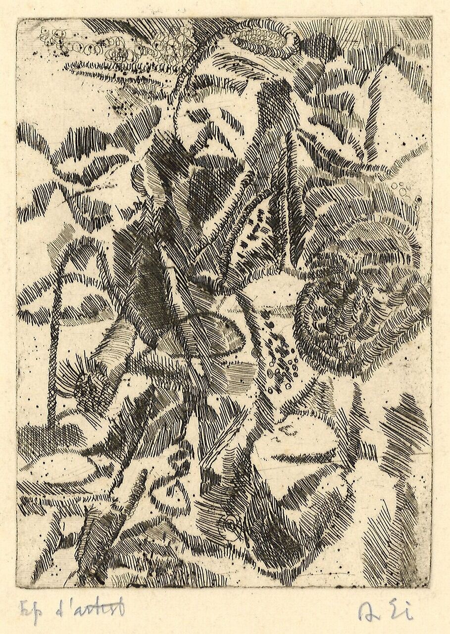 No.6　瑛九　銅版画　ささやき