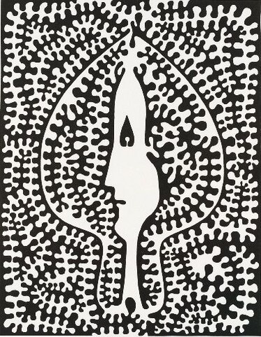 真子みほ④《ネガとポジ №7》1973年 、木版・紙