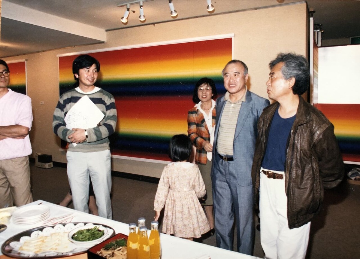 016靉嘔と中上夫妻、私　(大野市の靉嘔展にて)