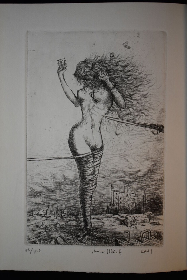 古沢岩美飛べない天使銅版