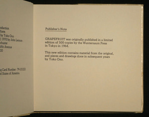 Yoko ONO『Grapefruit』