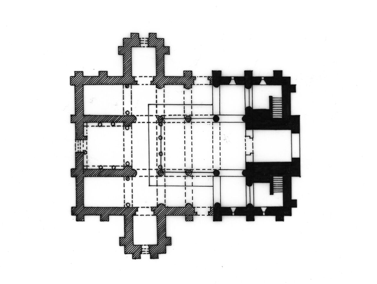 7.サン・ミゲル・デ・リジョ教会の理想復元された平面〈黒い部分が現存部分〉