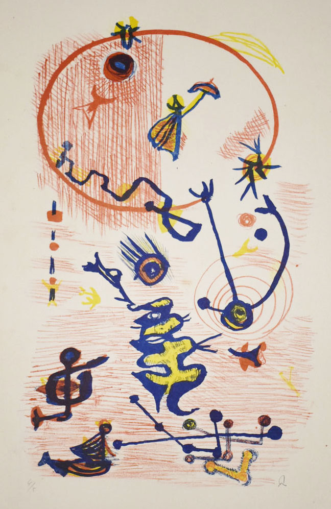 瑛九《いたずら》リトグラフ (1) - コピー