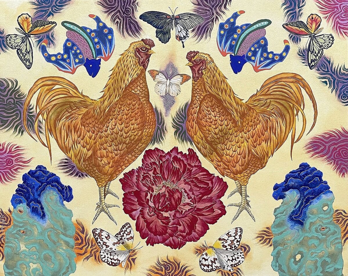 仁添まりな《琉球闘鶏図》2023年1200