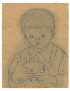 3_松本竣介_コップを持つ子ども_表