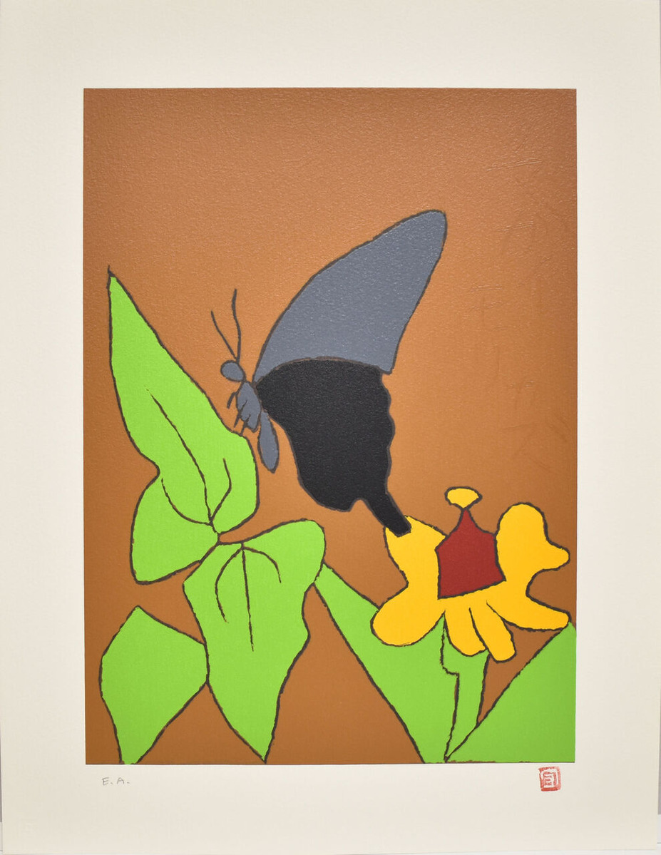 熊谷守一_揚羽蝶に百日草