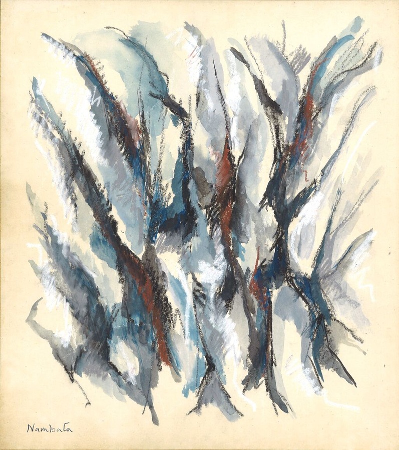 難波田龍起　1961年　水彩・パステル