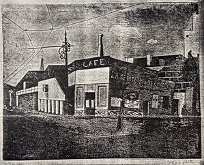 図4 藤田嗣治『煙突のある風景』1920年　銅版画　（同上）