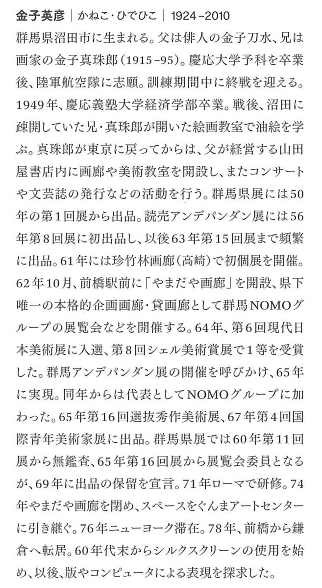 金子英彦略歴群馬近美図録より