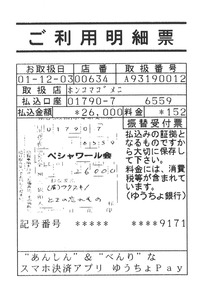 ペシャワール会11月明細票