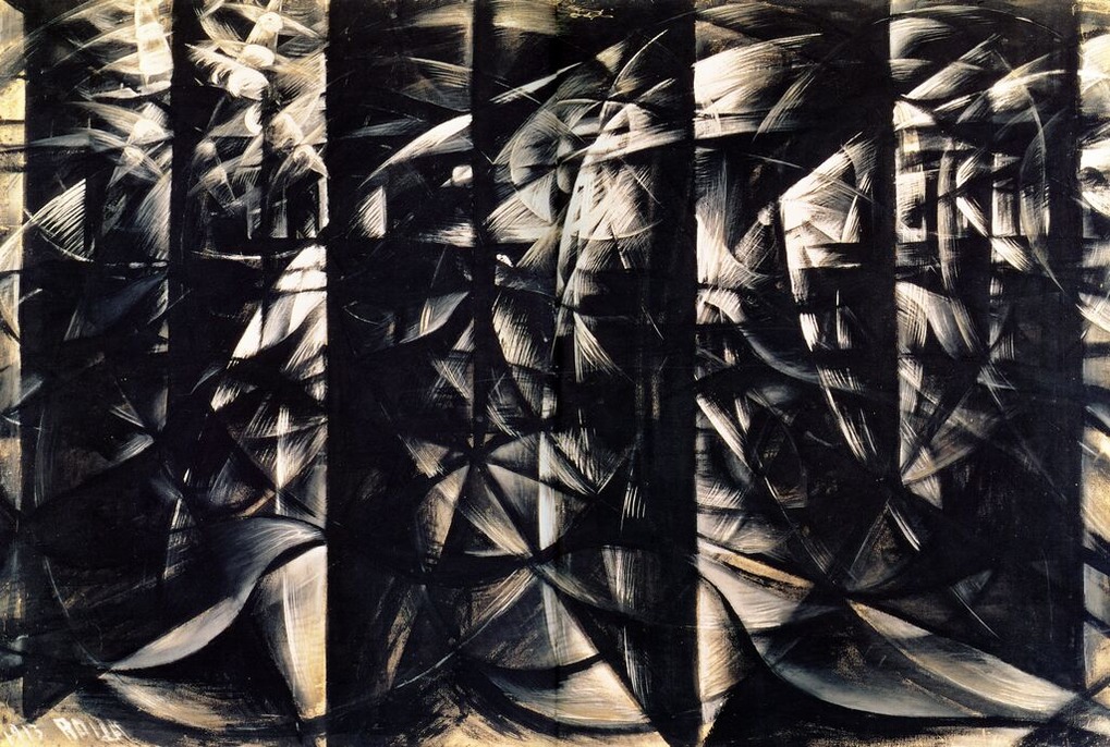 図３ バッラ《自動車の速度＋光＋騒音》、1913年