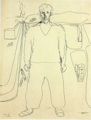 立てる像　インクデッサン