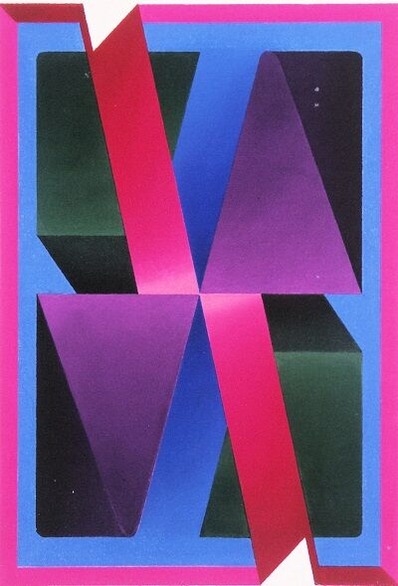 真子みほ⑤《反転するV》1983年 、木版・紙