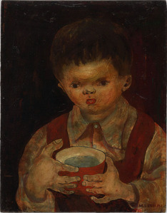 松本竣介_コップを持つ子ども