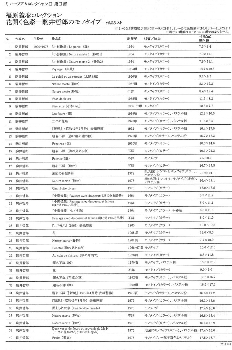 世田谷美駒井モノタイプ展201908