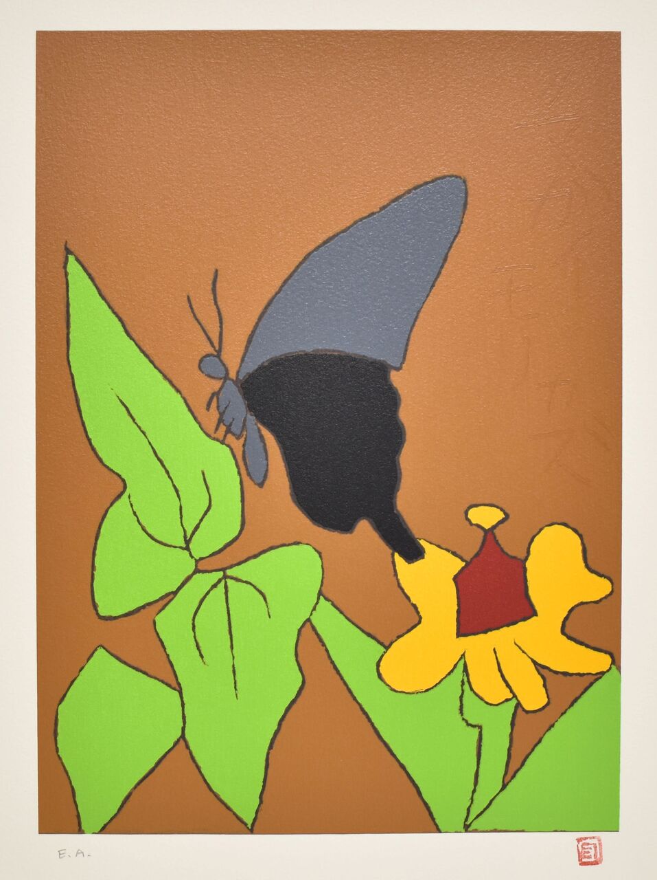 熊谷守一「揚羽蝶に百日草」