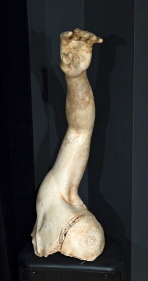 スピーカーの上に腕