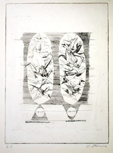 桂ゆき「男と女」銅版