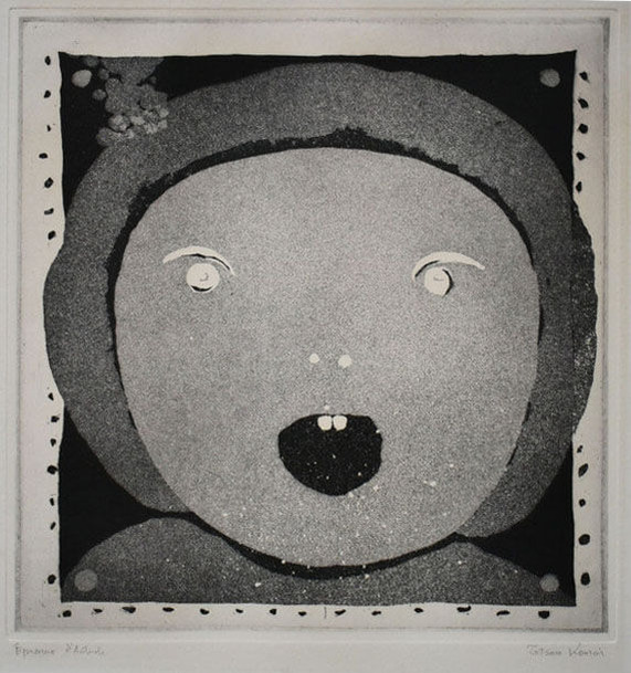 駒井哲郎《顔（びっくりしている少女）》 (1) - コピー