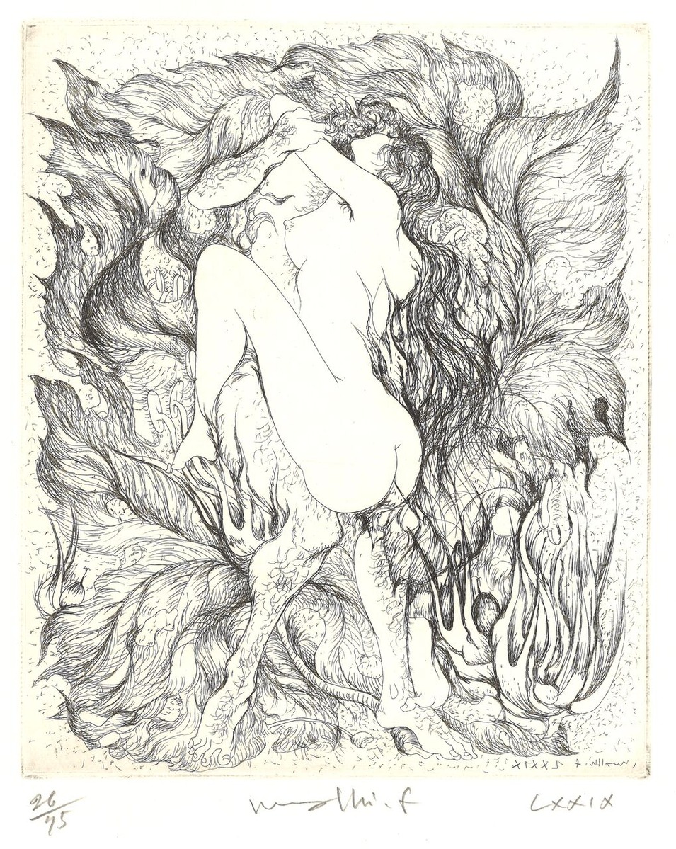 104）古沢岩美「アカンサス」銅版