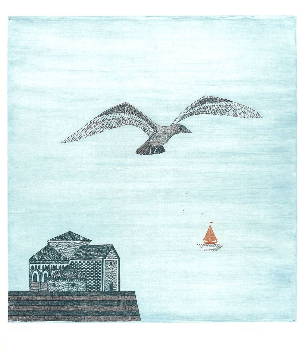 南桂子「かもめ」銅版