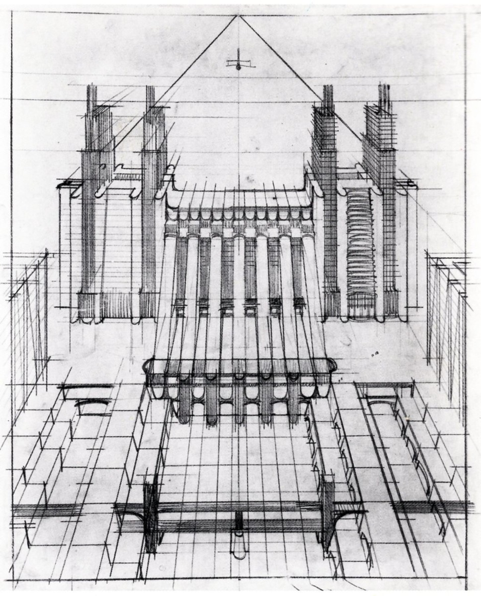 図4：サンテリア《列車と飛行機のための習作》