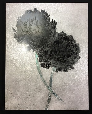 一日目、背景と茎のみ箔押し