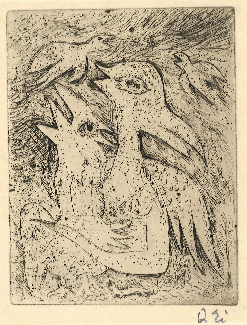 No.4　瑛九　銅版画　鳥の精