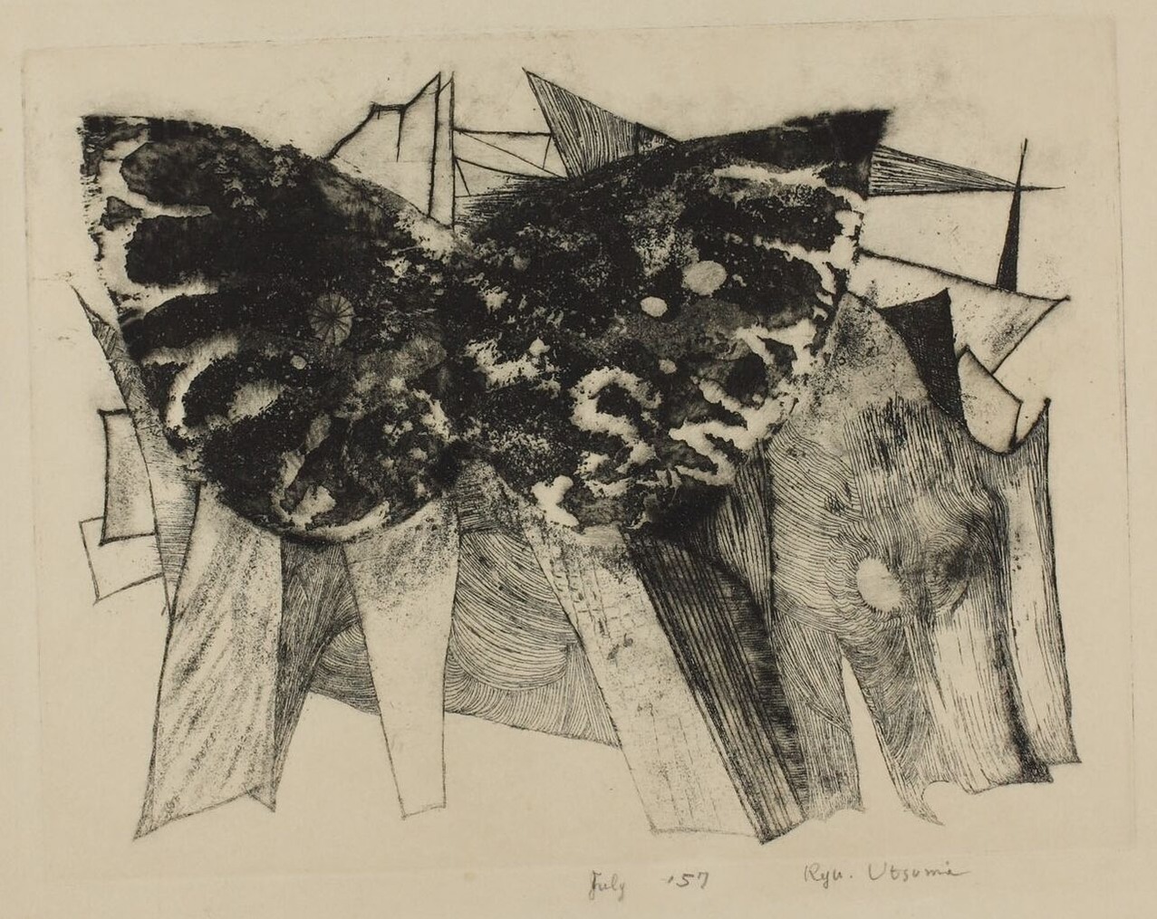 03 内海柳子《蝶と木片》1957年、町田市立国際版画美術館